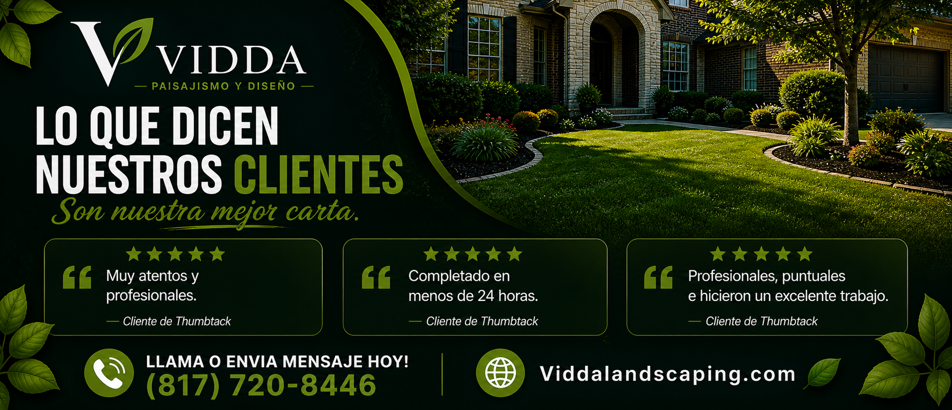 VIDDA Landscaping clientes satisfechos